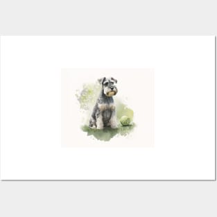 Miniature Schnauzer Watercolour Painting Posters and Art